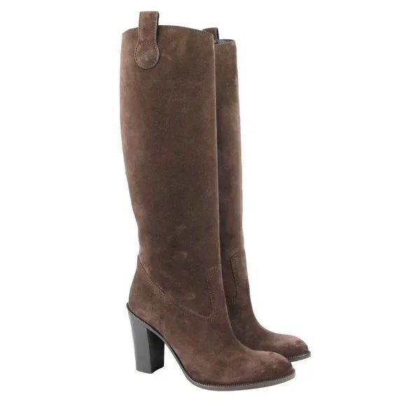 Gucci Brown Leather Suede Tall Knee Boots - Picture 5 of 8